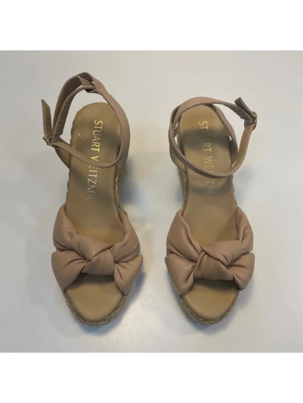 Stuart Weitzman Sofia Espadrille Leather Wedges, Size 5.5 - Picture 4 of 10